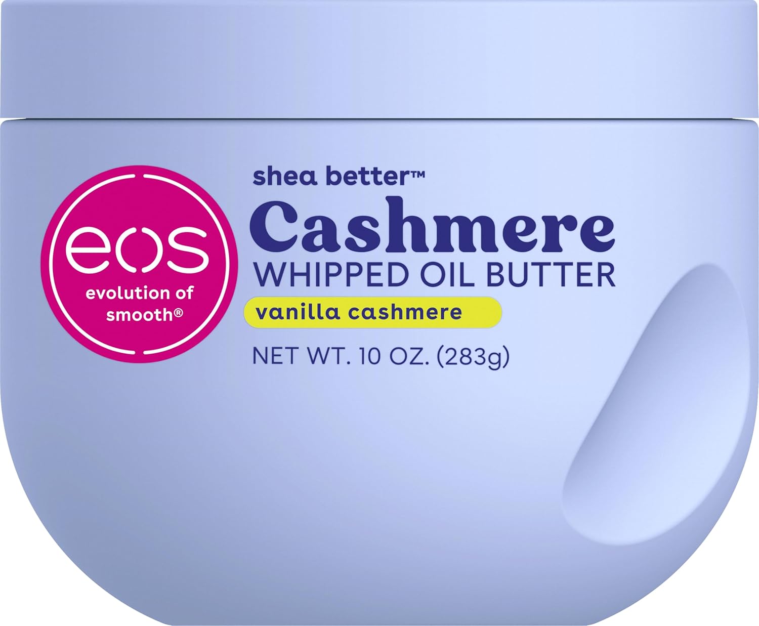 eos Cashmere Whipped Oil Body Butter from BodyBlissEssentials, in its sleek tub, a lightweight yet rich formula designed for ultimate skin softness and hydration