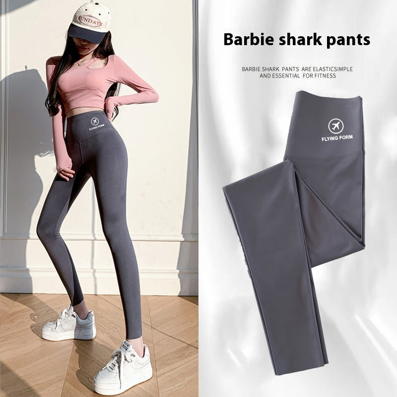 Women Autumn Winter Skinny Shark Pants Thickened Trousers Winter Fashion High Waisted Sweatpants