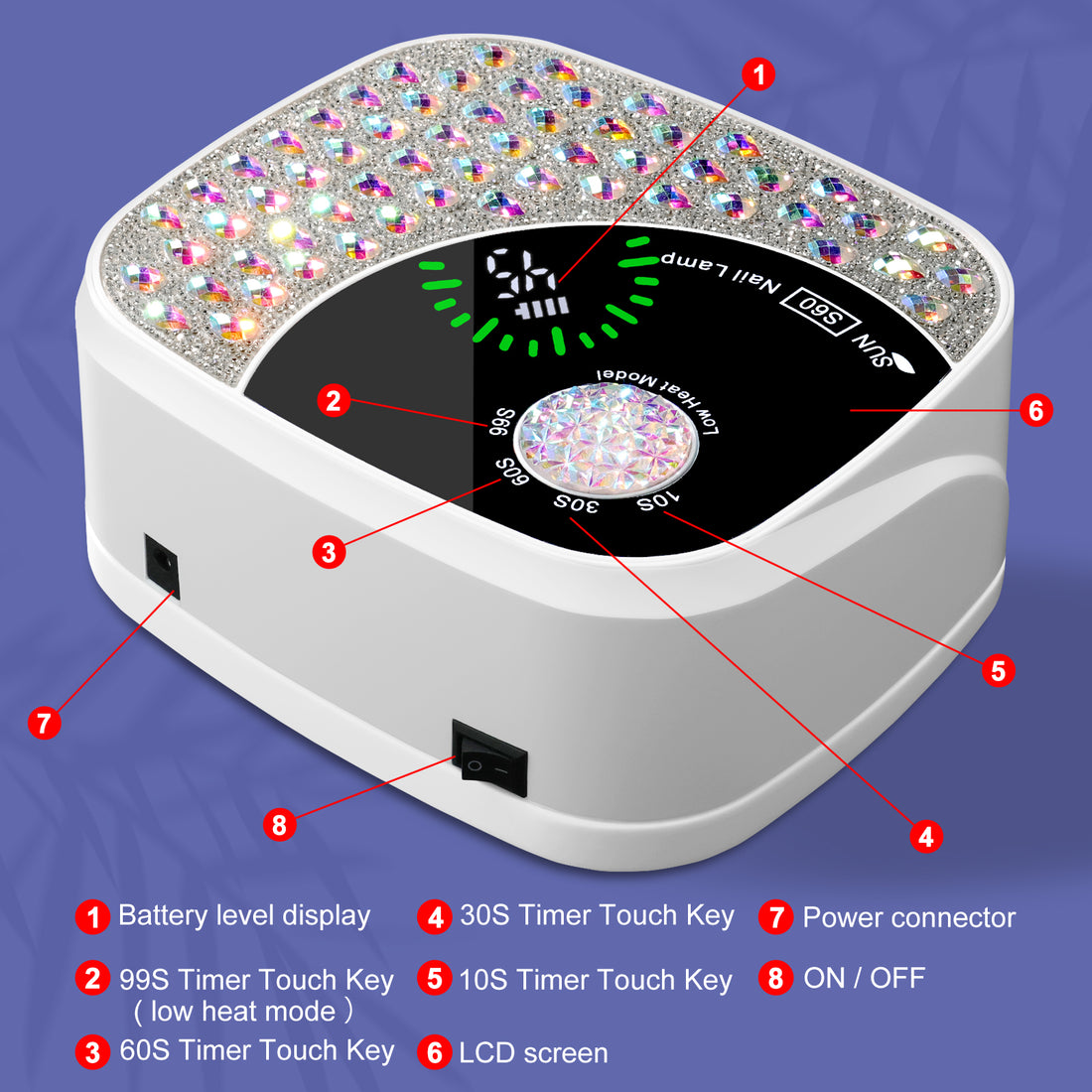 cordless UV LED nail lamp